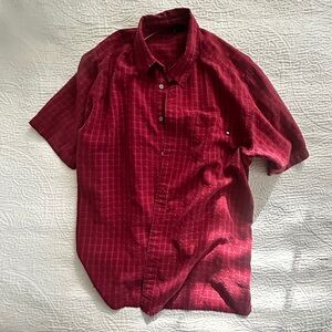 Marmot Men's Burgundy Plaid Button Down Shirt Large